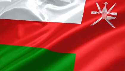 Waving Flag of Oman with National Emblem