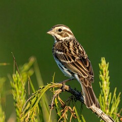 Fototapeta premium Small songbird perched on branch