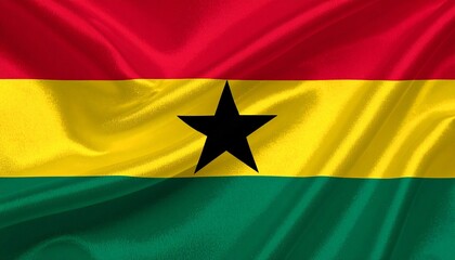 Waving Flag of Ghana with Black Star