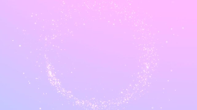 Cartoon magical sparkles moving in circular motion on a pink and purple gradient background animation. (loop)