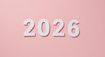 Minimalist 2026 Typography on Pink Background: Year Concept, Clean Design.
