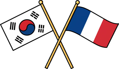 South Korea and European Flags Crossed Image