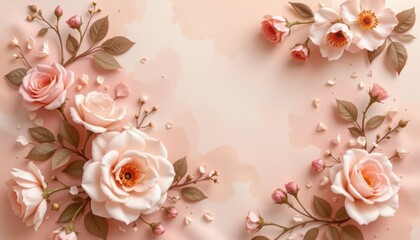 rose ivory bloom theme with gentle rose mist with pastel beige, muted rose mist overlay, delicate rose mist, seamless dreamy backdrop, soft and delicate