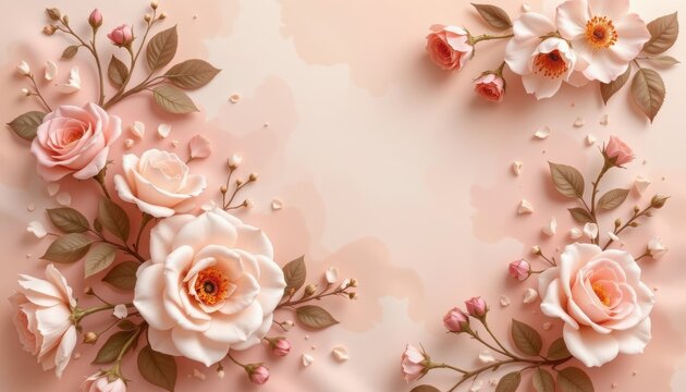 rose ivory bloom theme with gentle rose mist with pastel beige, muted rose mist overlay, delicate rose mist, seamless dreamy backdrop, soft and delicate