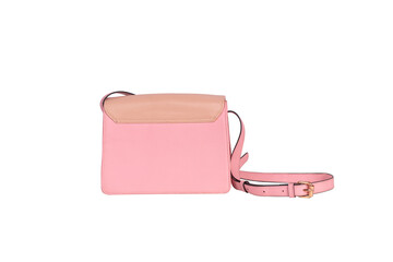 Elegant, two-tone pink shoulder bag featuring a soft leather finish and adjustable strap for...