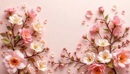 Obraz premium rose ivory bloom theme with powder pink with warm ivory, dreamy pastel transition, transparent pastel glow, layered romantic depth, soft and delicate