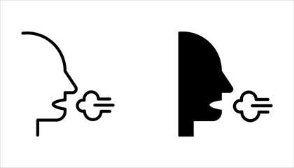 Breathing line icon set. Breath difficulties sign on white background