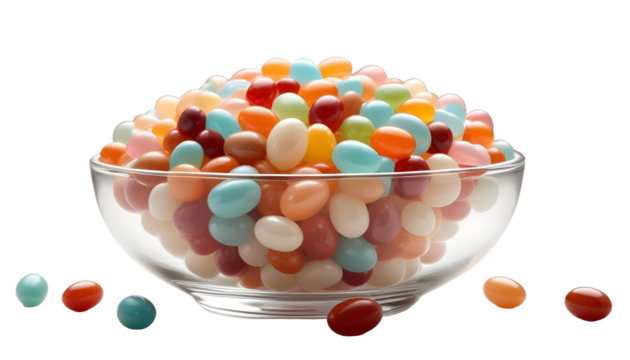 A vibrant bowl of candy corn set on a transparent background, perfect for Halloween festivities and trick-or-treating