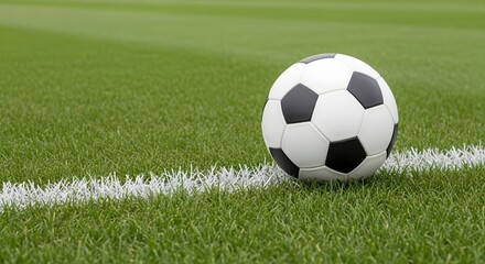 Soccer Ball Positioned on Edge of Grass Field