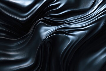 Fototapeta premium abstract flowing waves in black obsidian texture, glossy highlights, moody mysterious design