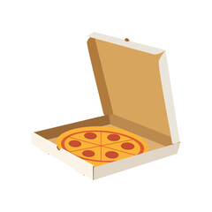 Opened Pizza Box with Slices - Delicious Takeaway Meal Delivery Concept