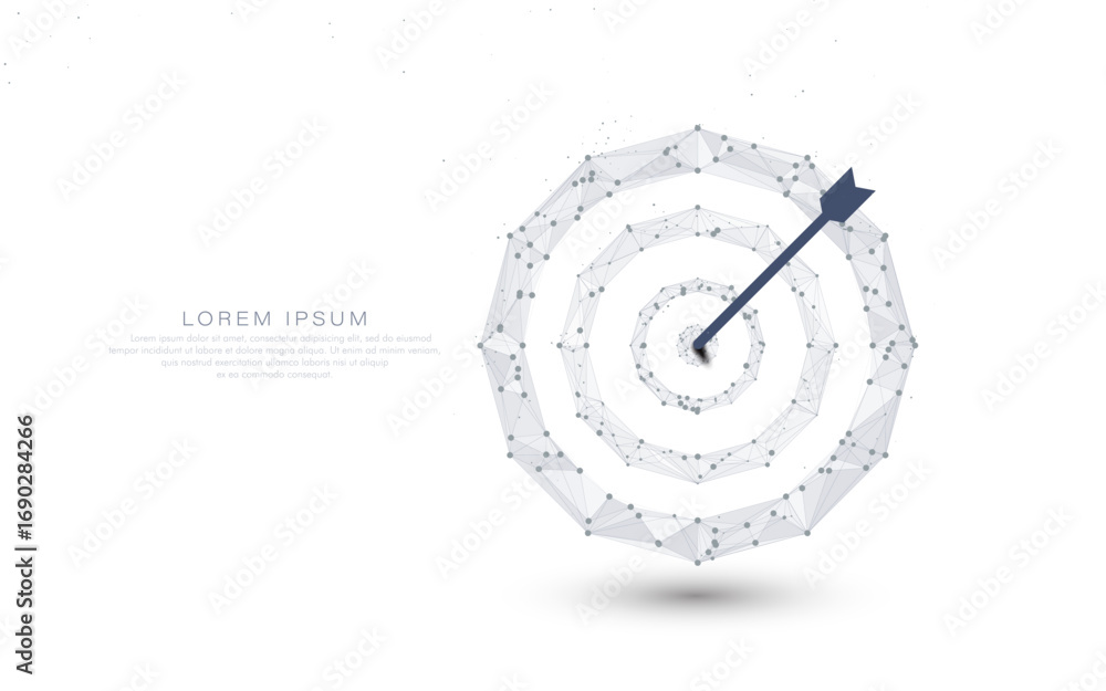 Poster abstract low poly polygon wireframe target icon. dart target. dartboard. target board. success conce
