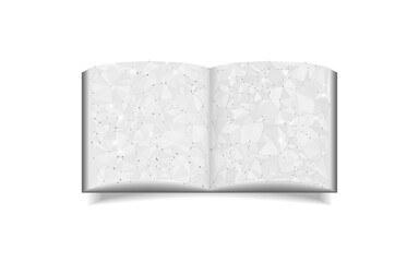 Abstract low poly polygon wireframe open book on white background. Education, library, read