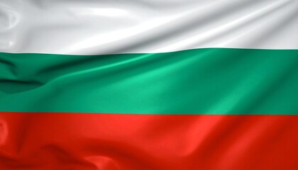 Waving Bulgaria Flag with White, Green, and Red Horizontal Stripes