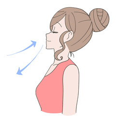 鼻から呼吸をする女性のイラスト