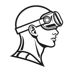 Man profile with VR headset vector illustration
