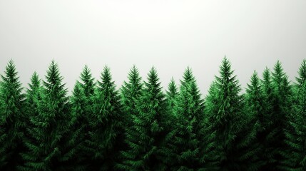 Obraz premium Dense Forest with Solid White Background