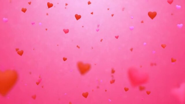 Abstract background of pink particles of hearts. Love animation for Valentine's Day. seamless loop, 4K.