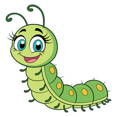 Cute caterpillar cartoon vector illustration