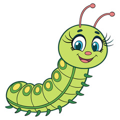 Cute caterpillar cartoon vector illustration