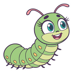 Cute caterpillar cartoon vector illustration
