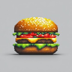 Pixelated burger illustration