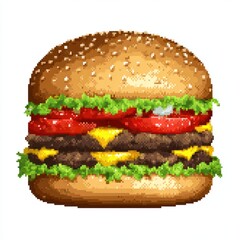 Pixel art double cheeseburger