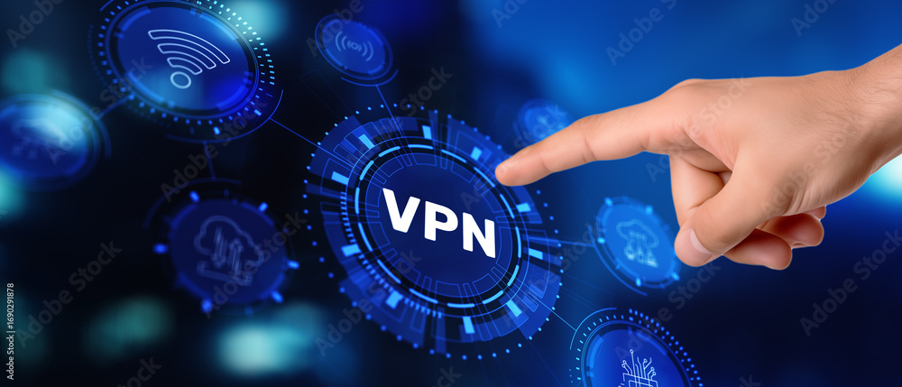 Aufkleber vpn. virtual private network. internet technology connection privacy concept