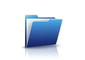 Open blue folder icon with documents showing digital organization and data storage