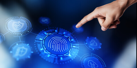 Biometric cyber security system concept. Fingerprint identification