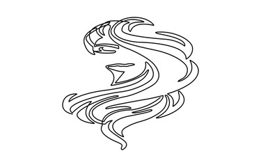 Hand drawn hair claw clip vector. One line continuous drawing. Linear silhouette, minimal fashion icon, beauty fashion print, banner, card, poster, brochure, doodle illustration, shop sign, logo.