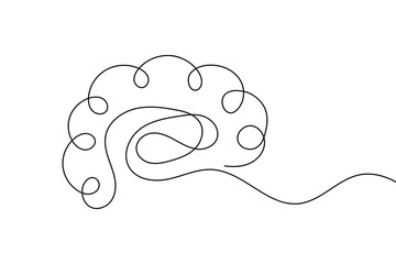 Continuous line art brain illustration perfect for education, psychology, science, and medical concepts
