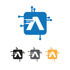 Blue Lambda AI Icon – Artificial Intelligence & Machine Learning Vector Design