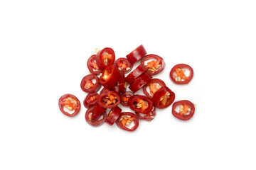 Fresh Red Chili Peppers Sliced for Culinary Use