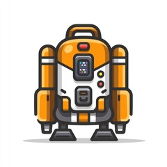 Naklejka premium Orange robot backpack illustration