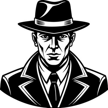 recommend clip art: Detective Man in Hat Silhouette Vector