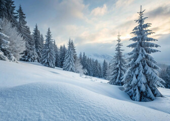 Obraz premium snow covered trees in the mountains