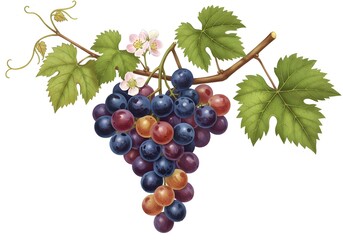 Fototapeta premium Bunch Of Dark Grapes On Vine