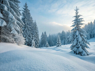 Obraz premium snow covered trees in the mountains