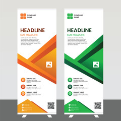 Modern Corporate Roll Up Banner Design Template – Business Exhibition, Marketing, Advertising, Trade Show Standee Mockup