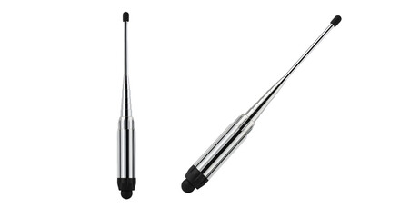 Two metallic telescopic pointers with soft black tips shown straight and angled.