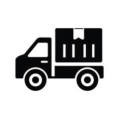 A black truck carries a delivery box, symbolizing transportation and logistics perfectly