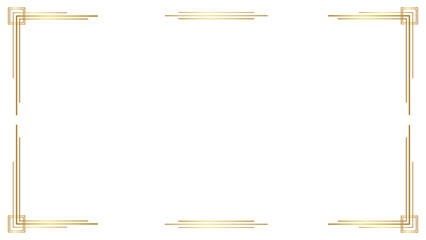 Elegant Golden Line Frame Border on Transparent Background