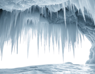 Side perspective of an intricate ice cave interior featuring sharp frozen.jpg
