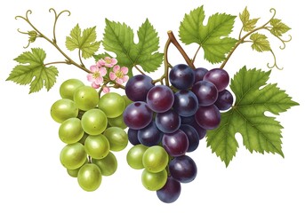 Obraz premium Green And Purple Grapes On Vine