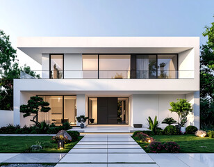 White Minimalist Home with Symmetry