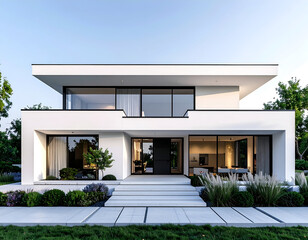 White Minimalist Home with Symmetry