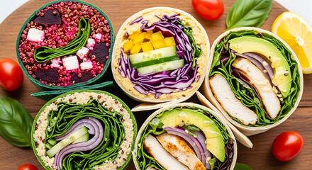 Rolled to perfection, these healthy wraps showcase a spectrum of bright, flavorful fillings.

