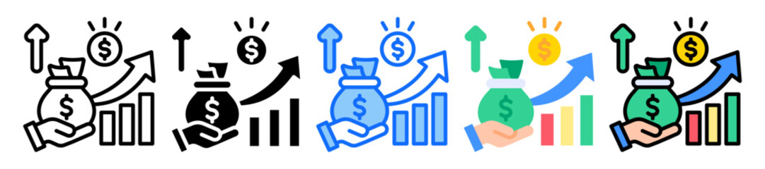 Revenue Growth icon Multi Style Vector Illustration