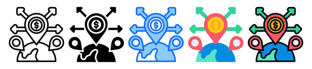 Market Expansion icon Multi Style Vector Illustration